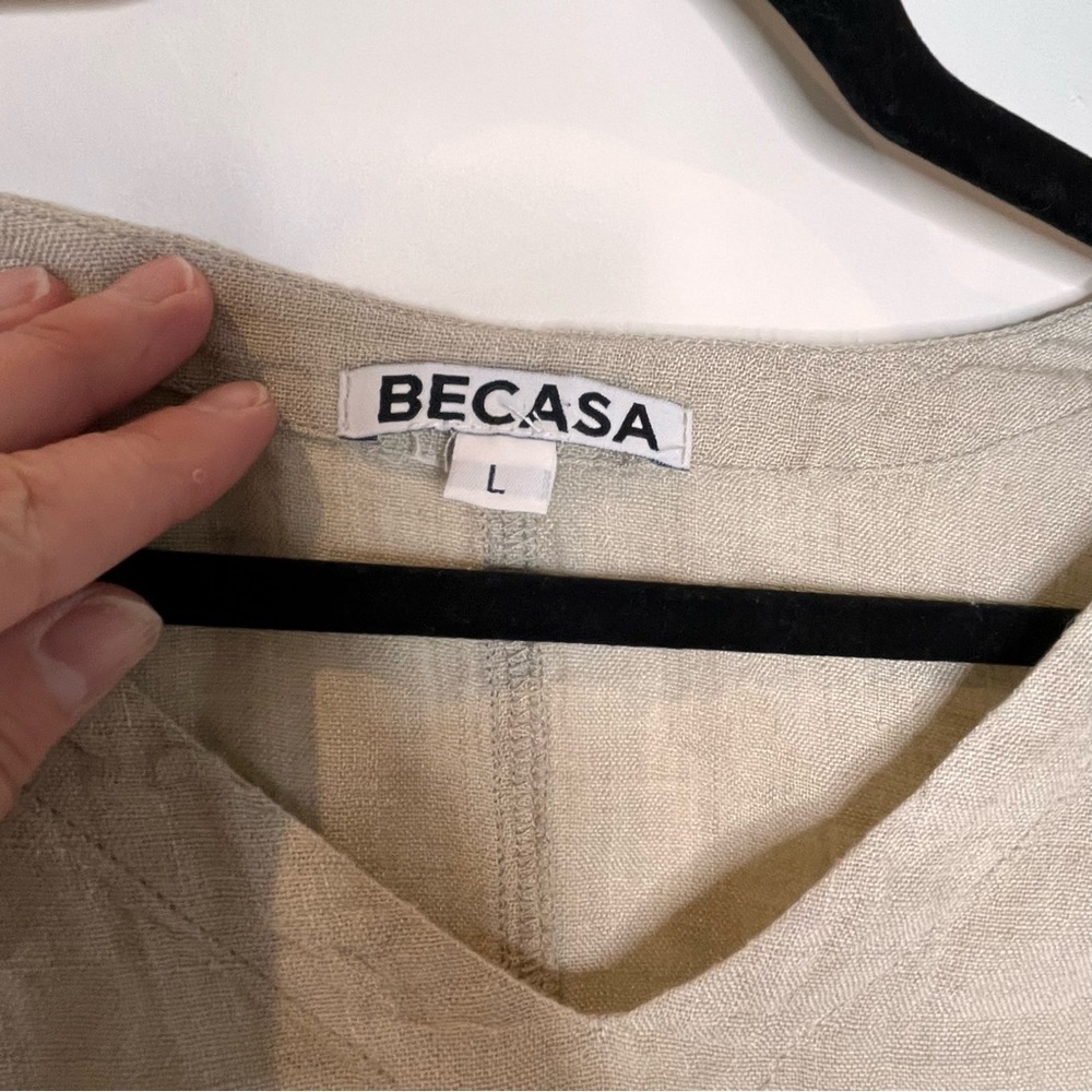 Becasa | Linen Laganlook Shark Bite Tank - Picture 5 of 6